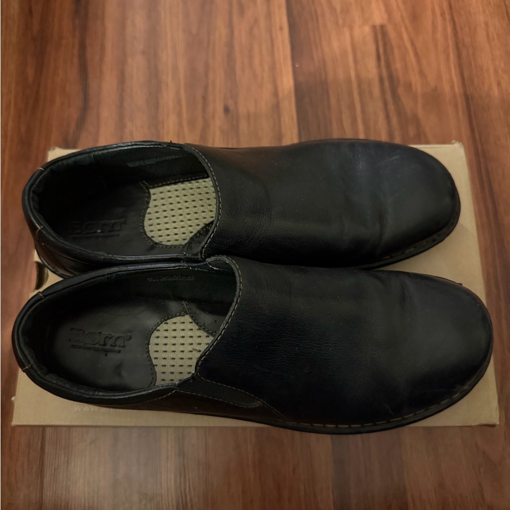 Born Women’s Dark Leather Slip-On Loafers